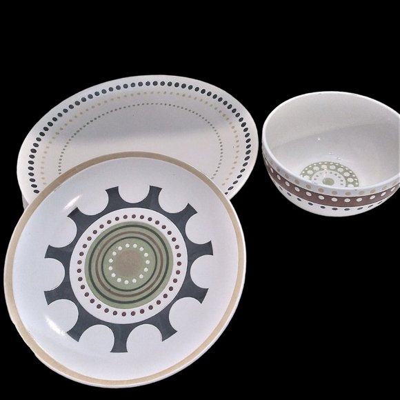 Rachael Ray Hand Painted Breakfast Set,  Farmhouse Kitchen, Plates and Bowls - Picture 9 of 13